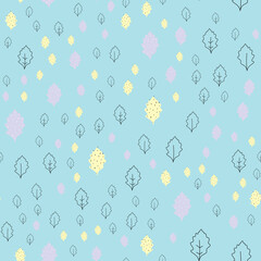 Fall leaf vector illustration. Seamless pattern. Hand drawn colorful design. Isolated graphic symbols. Autumn art sign. Nature abstract concept. Organic line elements