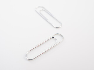 Set of metal paper clips.
