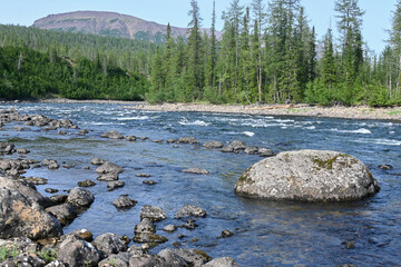 Fototapeta na wymiar A river on the Putorana plateau.