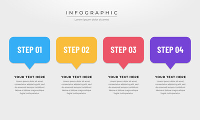 Four steps infographic presentation banner. Steps timeline infographics design.