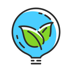 Green energy idea icon. Eco power logo. Vector illustration concept