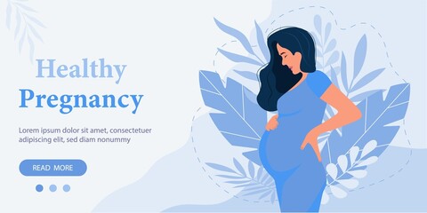 Pregnancy banner, pregnant woman