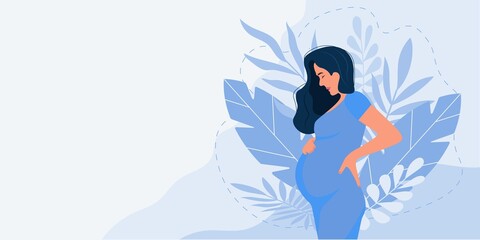 Pregnancy banner, pregnant woman