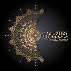 Luxury mandala background design in gold color vector