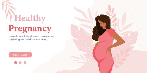 Pregnant black woman vector illustration