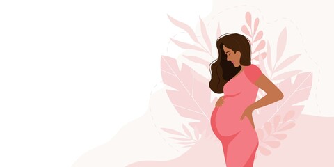 Naklejka na ściany i meble Pregnant black woman vector illustration