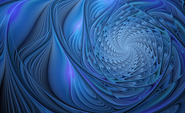 Abstract fractal blue pattern on dark background