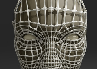 3d Virtual head - Female cyborg - obrazy, fototapety, plakaty