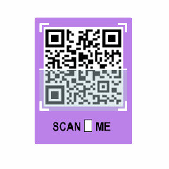 Scan me phone tag. Qrcode for mobile app. Isolated illustration on white background. Vector illustration.