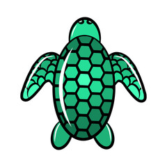 Cartoon turtle icon isolated vector sticker, ocean animal, flat colorful graphic illustration.