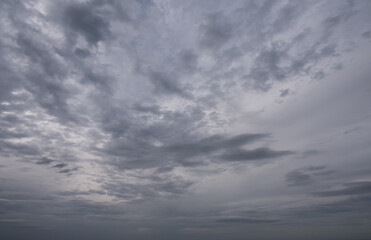 skyscape with clouds down to horizon line