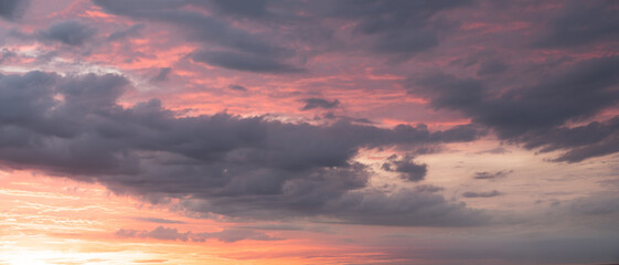 skyscape with clouds down to horizon line