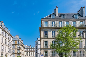 Fototapeta premium Paris, beautiful buildings, boulevard Beaumarchais, in the 11e district 