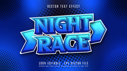 Night race 3d editable text effect font style