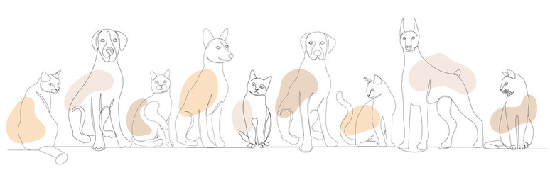 drawing of one continuous dog and cat