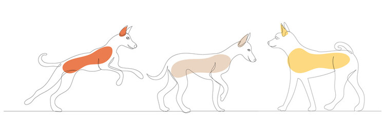 drawing of one continuous dog being played, vector