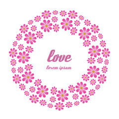 Koło z różowych kwiatów,  grafika wektorowa okrąg, miłość, różowy © KR Studio