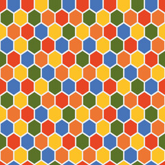 Seamless background with hexagons of different colors.