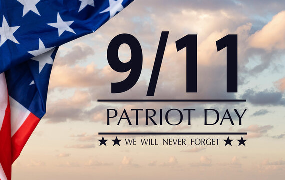 Patriot day banner, the American flag in the background