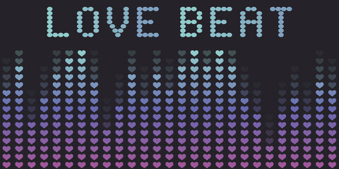 Abstract Equalizer Background with Hearts. Retro Style. Vector illustration.