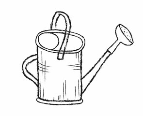 Watering can hand drawn isolated. Vector doodle illustration of a garden watering can.