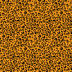 Abstract modern leopard seamless pattern. Animals trendy background. Orange and black decorative vector stock illustration for print, card, postcard, fabric, textile. Modern ornament of stylized skin