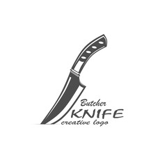 vector vintage meat knife logo - obrazy, fototapety, plakaty