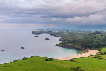 Toranda beach, in the town of Niembro, with the Cantabrian Sea in the background, Asturias.