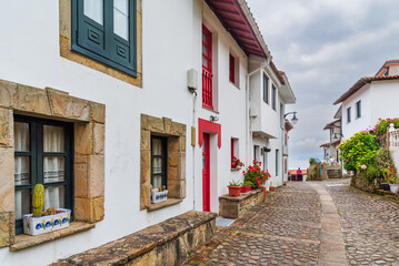 Fototapeta na wymiar Street of the fishing village of Tazones, in the council of Villaviciosa, Asturias.