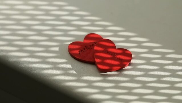 red heart on a wooden background. Valentine day. Heart. Love photo. 