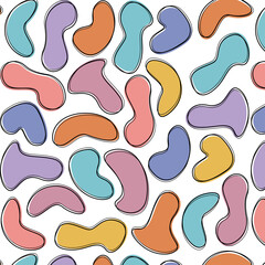 Abstract modern pastel doodle beans colour spots.
