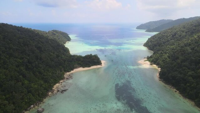 The aerial views of Surin Islands in Thailands