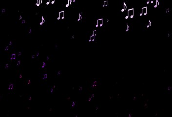 Dark Purple vector template with musical symbols.