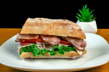 turkey with  blt on ciabatta bread,