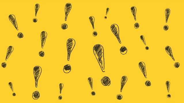 Hand drawn and animated exclamation marks on yellow background