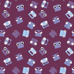 Square monsters seamless cartoon kids pattern for clothes print and wrapping paper and accessories and school