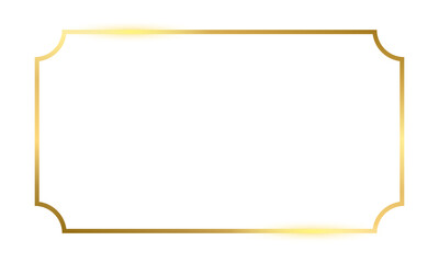 Gold frame. Beautiful simple golden design. Vintage style decorative border, isolated on white background. Deco elegant art object. Empty decoration, photo, banner. Vector illustration.