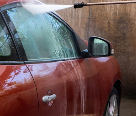 Washing the car in a car wash