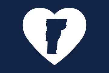 Patriotic heart symbol. US American state inside the heart shape.