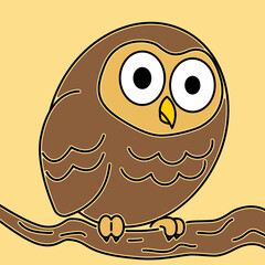  Egg-like owl sitting on a branch