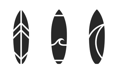 surfboard icon set. surfing, sea and ocean vacation symbol. vector image for tourism design - obrazy, fototapety, plakaty