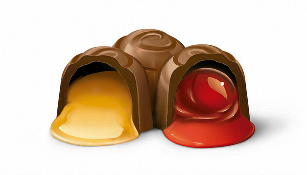 Stuffed open chocolate liqueur bonbon