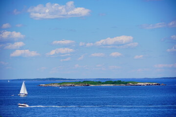 Landscape of Portland harbor, fore river, and Casco Bay and islands, Portland, Maine	
