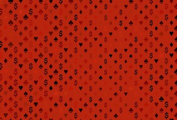 Dark red vector pattern with symbol of cards.