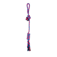 colored toy rope for playing tug-of-war with a dog  photo on a white background. for advertising...