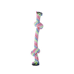 colored toy rope for playing tug-of-war with a dog photo on a white background. for advertising and...