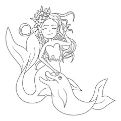 Naklejka premium mermaid outline for coloring page