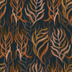 autumn branches with leaves seasonal vector seamless pattern