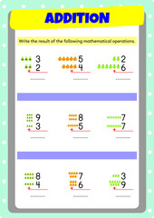 Addition exercises for preschool and kindergarten.