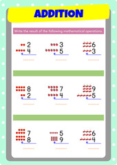 Addition exercises for preschool and kindergarten.